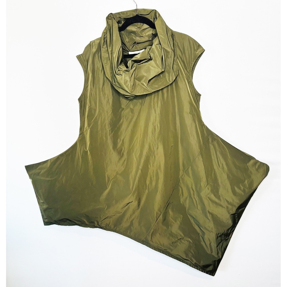 Bryn Walker Olive Green Noa Tunic Sleeveless Cowl Neck Asymmetrical Hem Size L - Picture 3 of 10